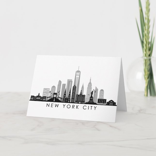NEW YORK Manhatten USA City Skyline Silhouette Karte (Vorderseite)