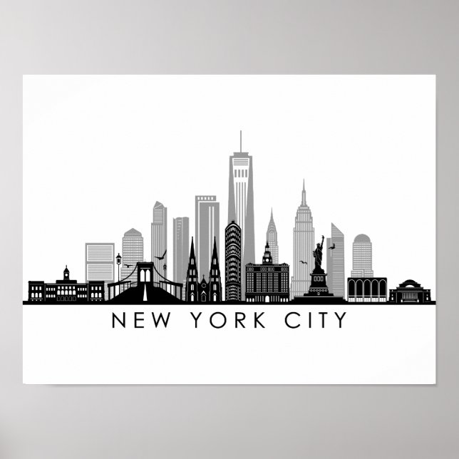 NEW YORK Manhatten USA City Skyline Silhouette Poster (Vorne)
