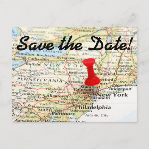 New York Map Button Save the Date Ankündigungspostkarte