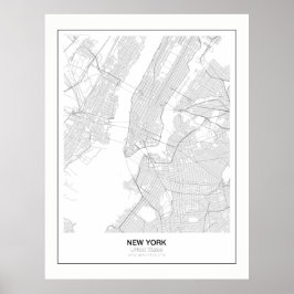 New York Minimalistisch Map Poster mit Marge