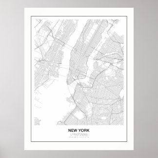New York Minimalistisch Map Poster mit Marge