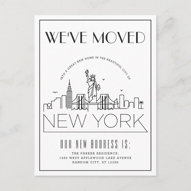 New York Modern Deko | Änderung der Anschrift Ankündigungspostkarte (Vorderseite)