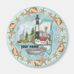 New York Muscheln Lighthouse Magnet