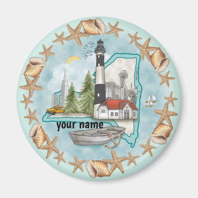 New York Muscheln Lighthouse Magnet (Vorne)