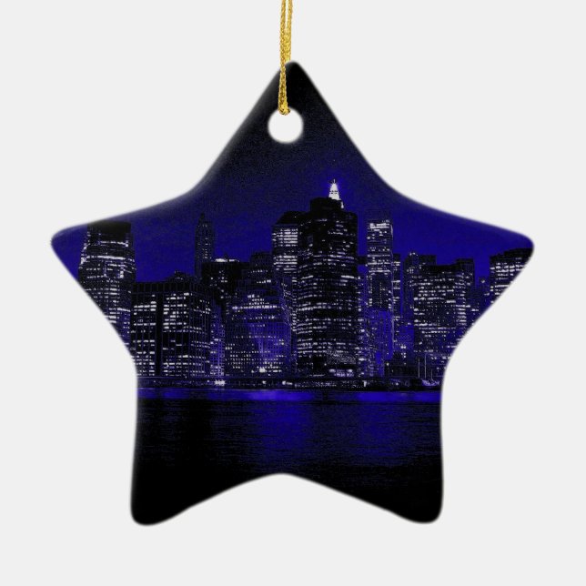 New York nachts Keramikornament (Vorne)
