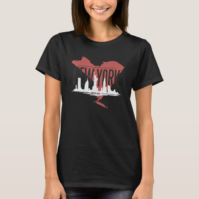 New York New York City Skyline Silhouette Outline  T-Shirt (Vorderseite)