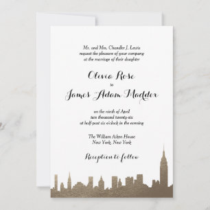 New York New York Faux Gold Invitation