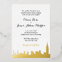 New York New York Gold Foil Einladung