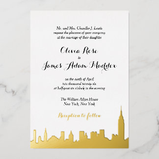 New York New York Gold Foil Einladung
