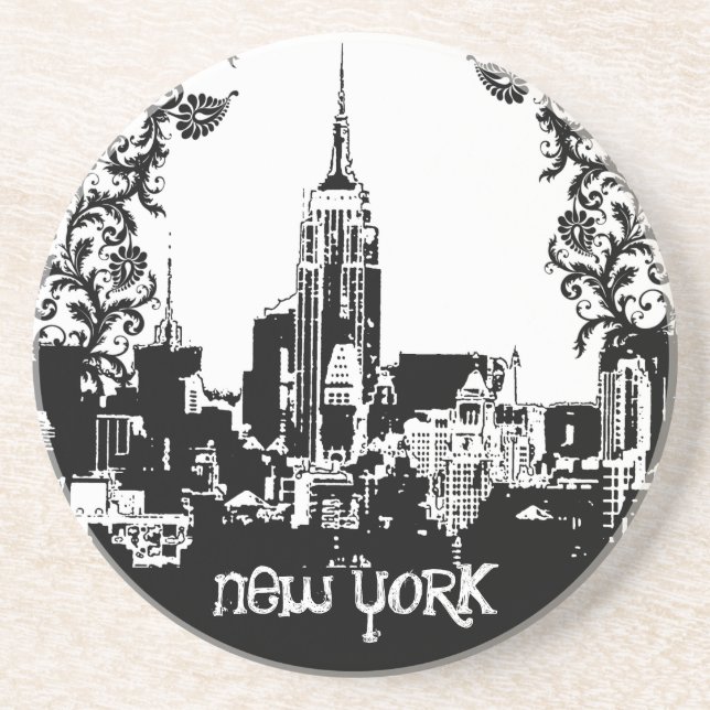 New York New York Skyline Damask Untersetzer (Vorne)