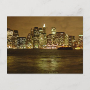 New York Night Postcard Postkarte