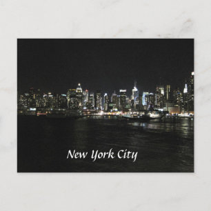 New York Nighttime Skyline Postkarte