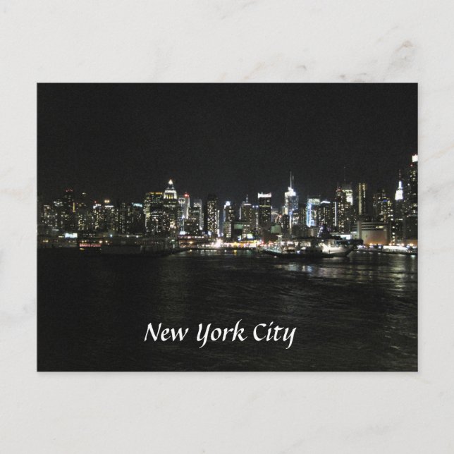 New York Nighttime Skyline Postkarte (Vorderseite)