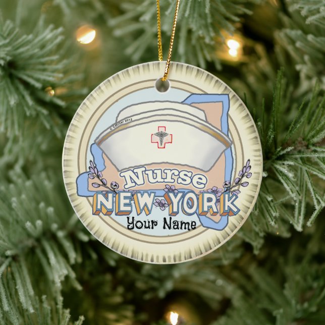 New York Nurse Keramik Ornament (Baum)