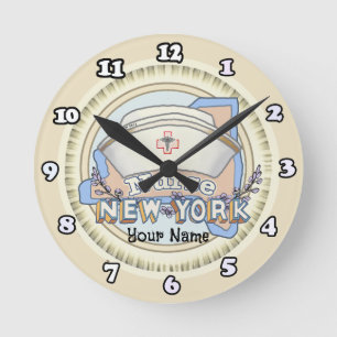 New York Nurse Runde Wanduhr