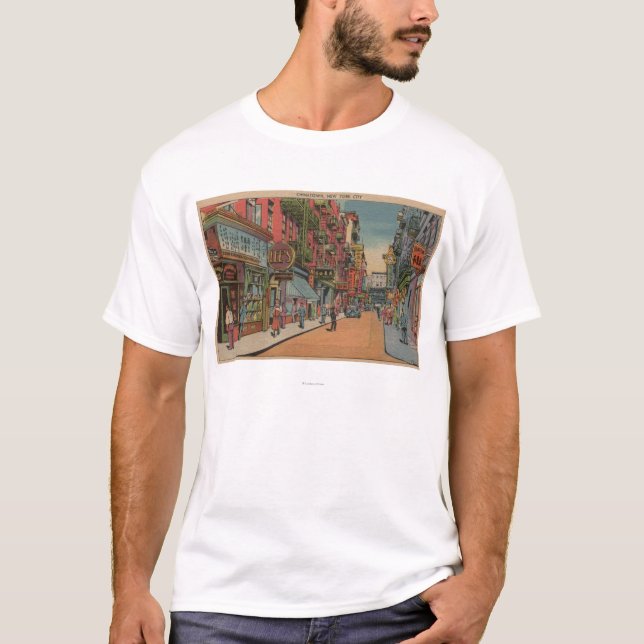 New York, NY - Ansicht von Chinatown-Geschäften T-Shirt (Vorderseite)