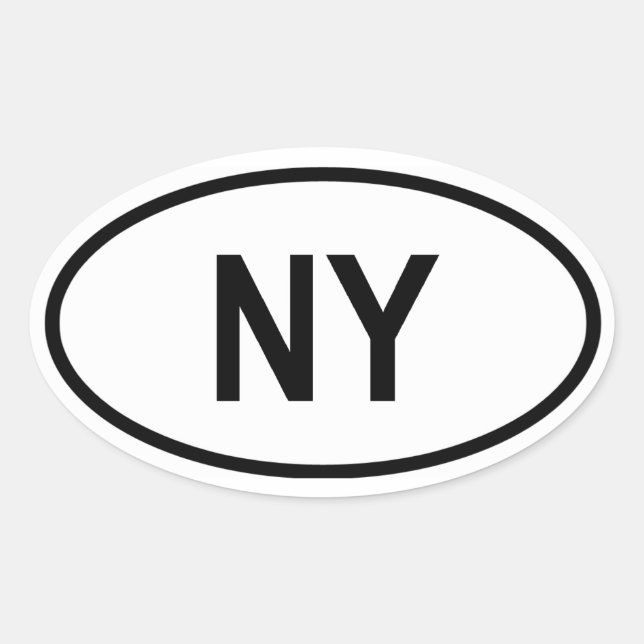 New York "NY" Ovaler Aufkleber (Vorderseite)