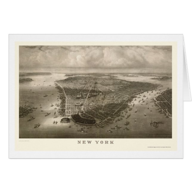 New York, NY panoramische Karte - 1851 (Vorderseite (Horizontal))
