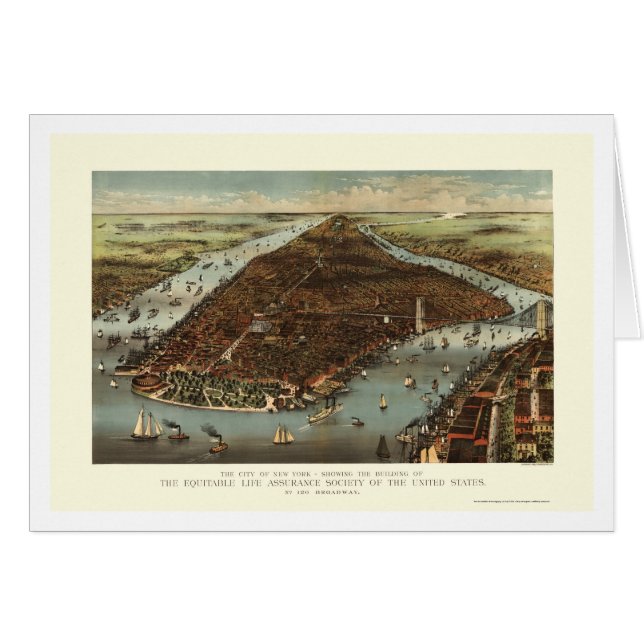 New York, NY panoramische Karte - 1883 (Vorderseite (Horizontal))