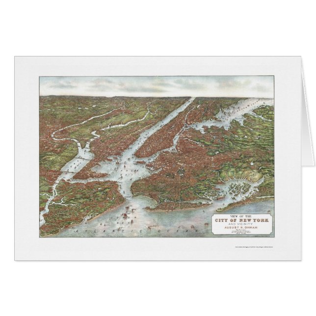 New York, NY panoramische Karte - 1907 (Vorderseite (Horizontal))