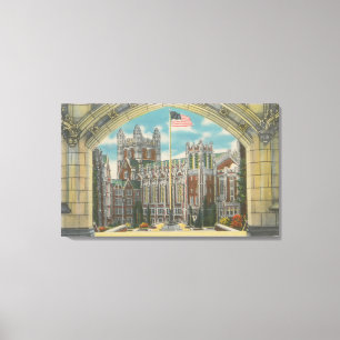 New York, NY - Stadt-Uni-Ansicht der Flagge Leinwanddruck