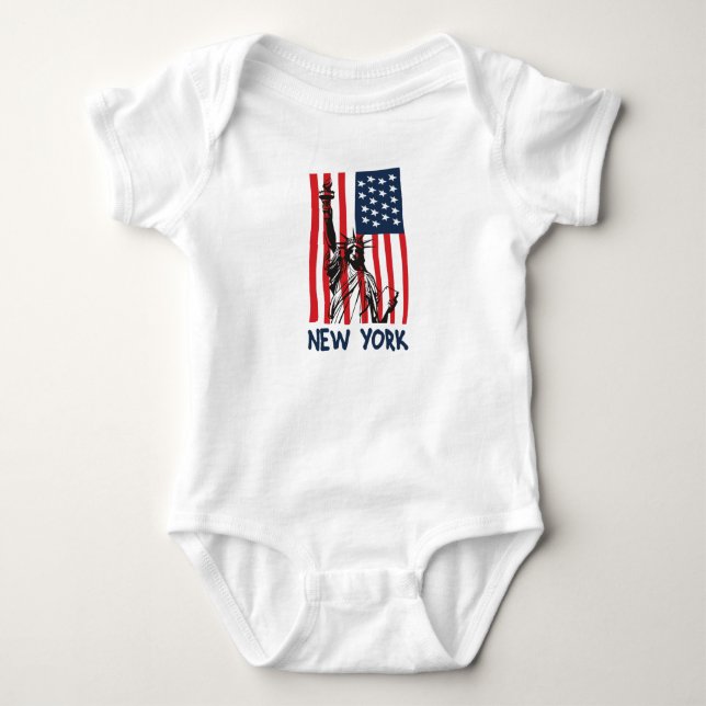 New York NY Statue of Liberty USA Flag Baby Strampler (Vorderseite)