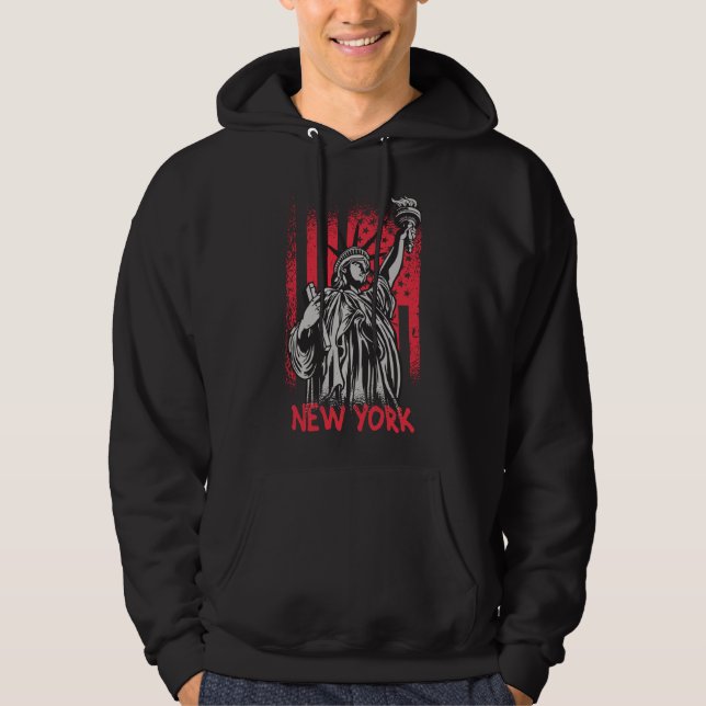 New York NY Statue of Liberty USA Flag Hoodie (Vorderseite)