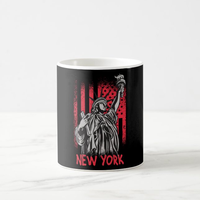 New York NY Statue of Liberty USA Flag Kaffeetasse (Mittel)