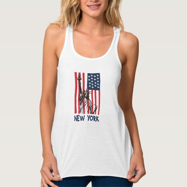 New York NY Statue of Liberty USA Flag Tank Top (Vorderseite)