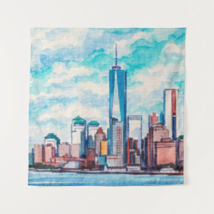 New York, NY, USA. Aussicht auf die Wolkenkratzer Wandteppich