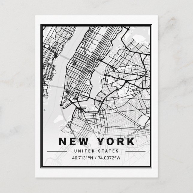 New York NY USA United Staaten Travel City Map Postkarte (Vorderseite)