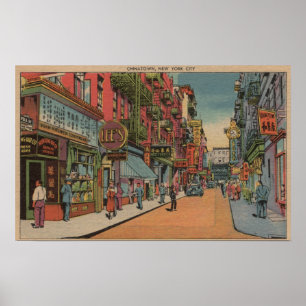 New York, NY - View of Chinatown Shops Poster