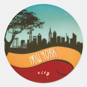 New York NYC City Skyline Retro Vintage Aufkleber