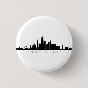 NEW YORK NYC Manhatten USA City Skyline Silhouette Button