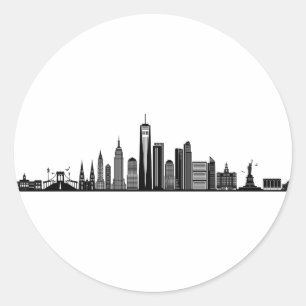 NEW YORK NYC Manhatten USA City Skyline Silhouette Runder Aufkleber