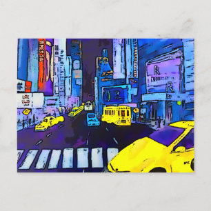 New York NYC Original Art Times Square Postkarte
