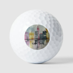 New York NYC Skyline Cityscape Original-Kunstwerk Golfball