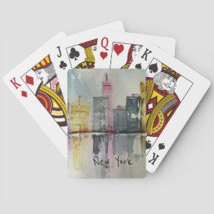 New York NYC Skyline Cityscape Original-Kunstwerk  Spielkarten