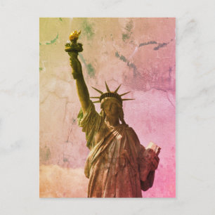 New-York NYC Stadtfarbe Vintage-Statue Freiheit Postkarte