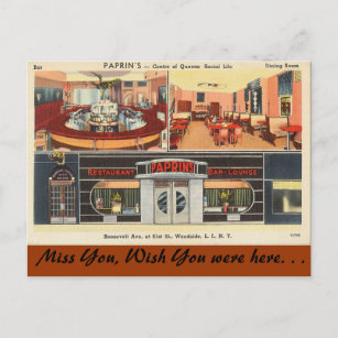 New York, Paprins Restaurant Bar Lounge, Woodside Postkarte