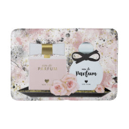 New York Parfüm Flaschen Gold und Blush Pink Roses Badematte