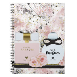 New York Parfüm Flaschen Gold und Blush Pink Roses Notizblock