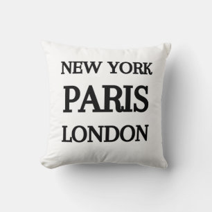 New York, Paris, London Typografie Kissen
