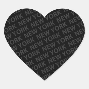 New York Pattern Dark Gray Herz-Aufkleber