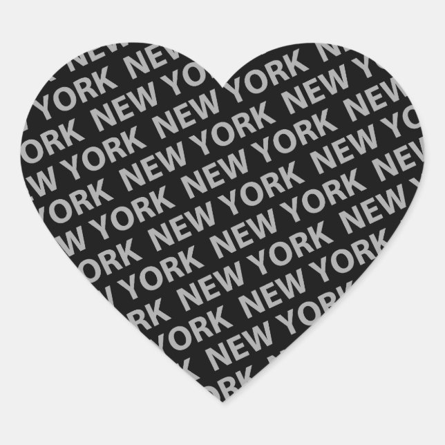 New York Pattern Gray Herz-Aufkleber (Vorderseite)