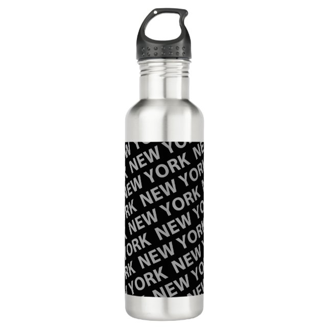New York Pattern Gray Trinkflasche (Vorderseite)