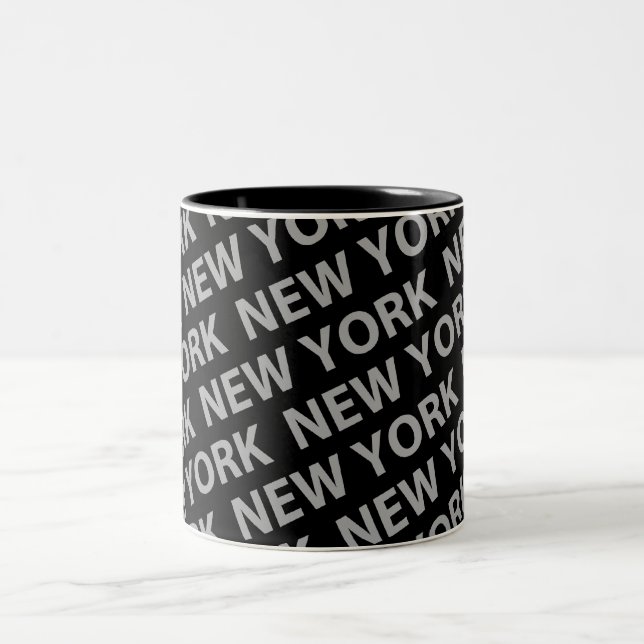 New York Pattern Gray Zweifarbige Tasse (Mittel)