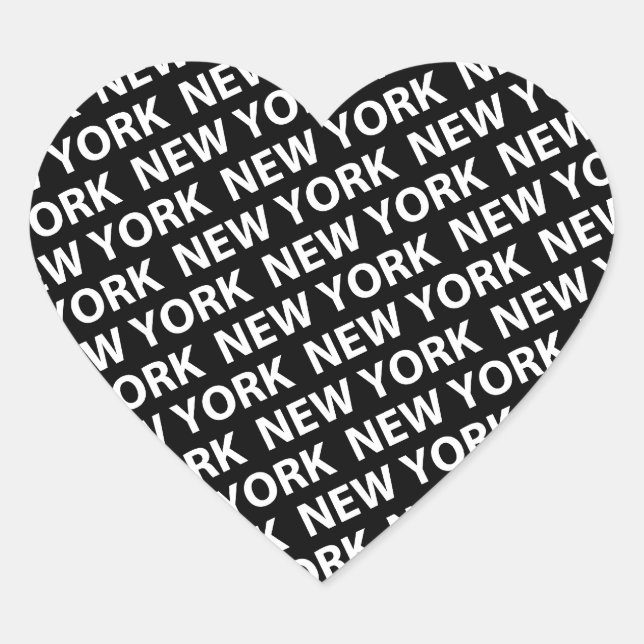 New York Pattern White Herz-Aufkleber (Vorderseite)