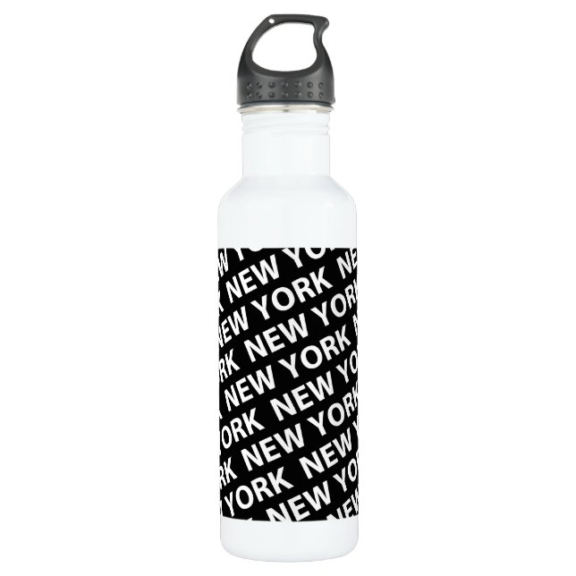 New York Pattern White Trinkflasche (Vorderseite)