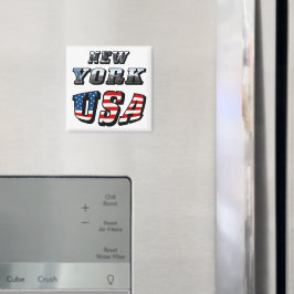 New York Picture and USA Flag Text Magnet